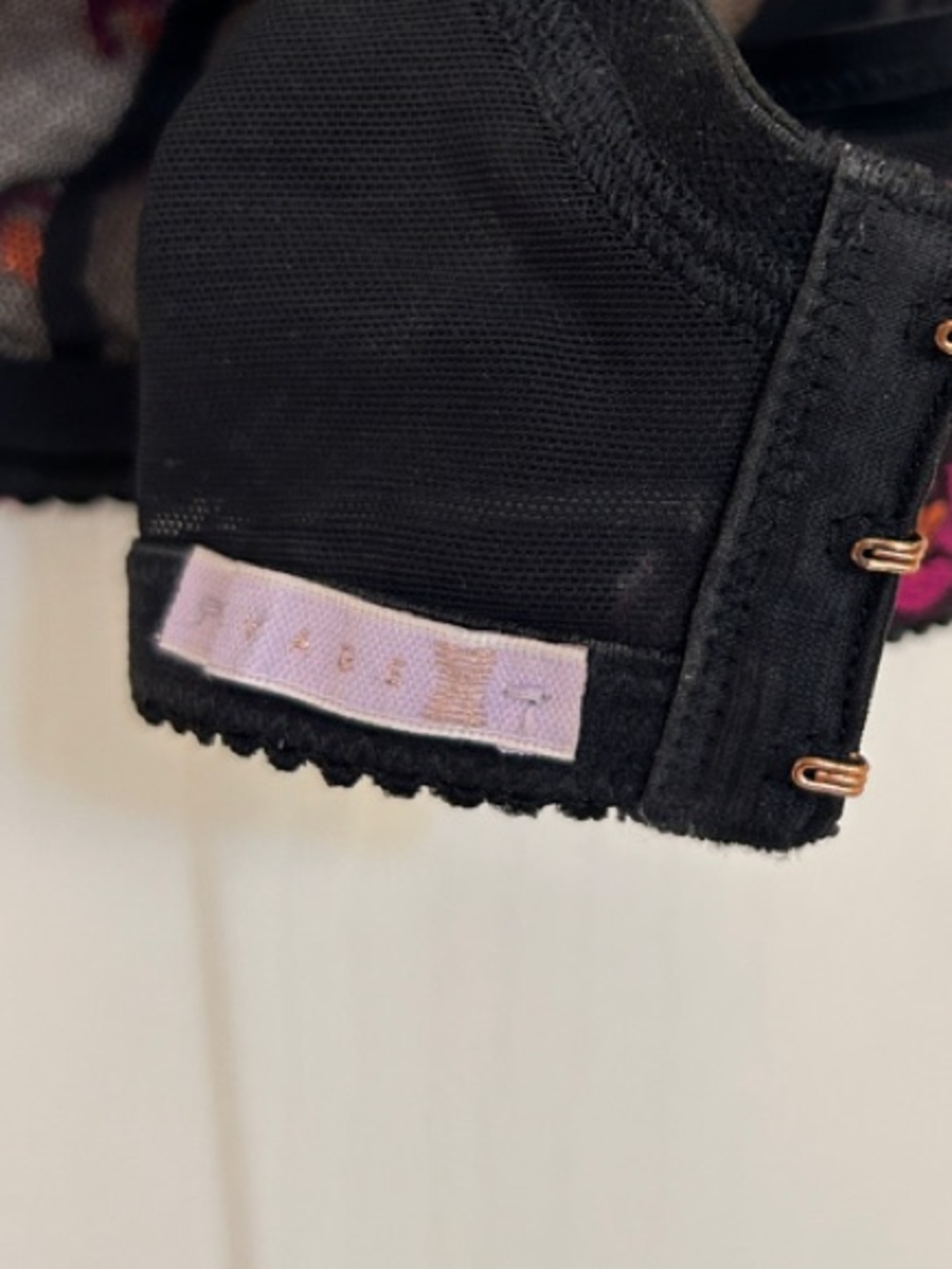 Savage X Fenty Black Sheer Bra with Pink & Orange Floral Embroidery 40D - Picture 8 of 8